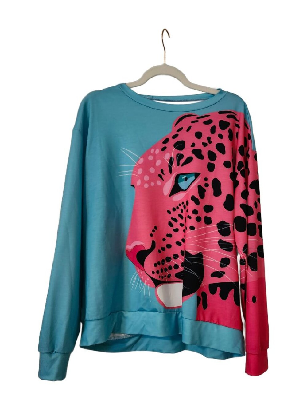 NWOT Women’s Turquoise Pink Cheetah Lightweight Sweatshirt Size XL